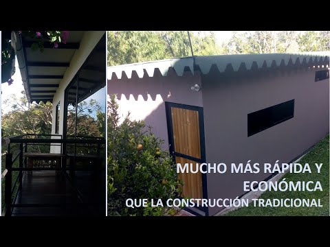Construcción de cabaña en estructura metálica y placas de fibrocemento. Vivienda a bajo costo