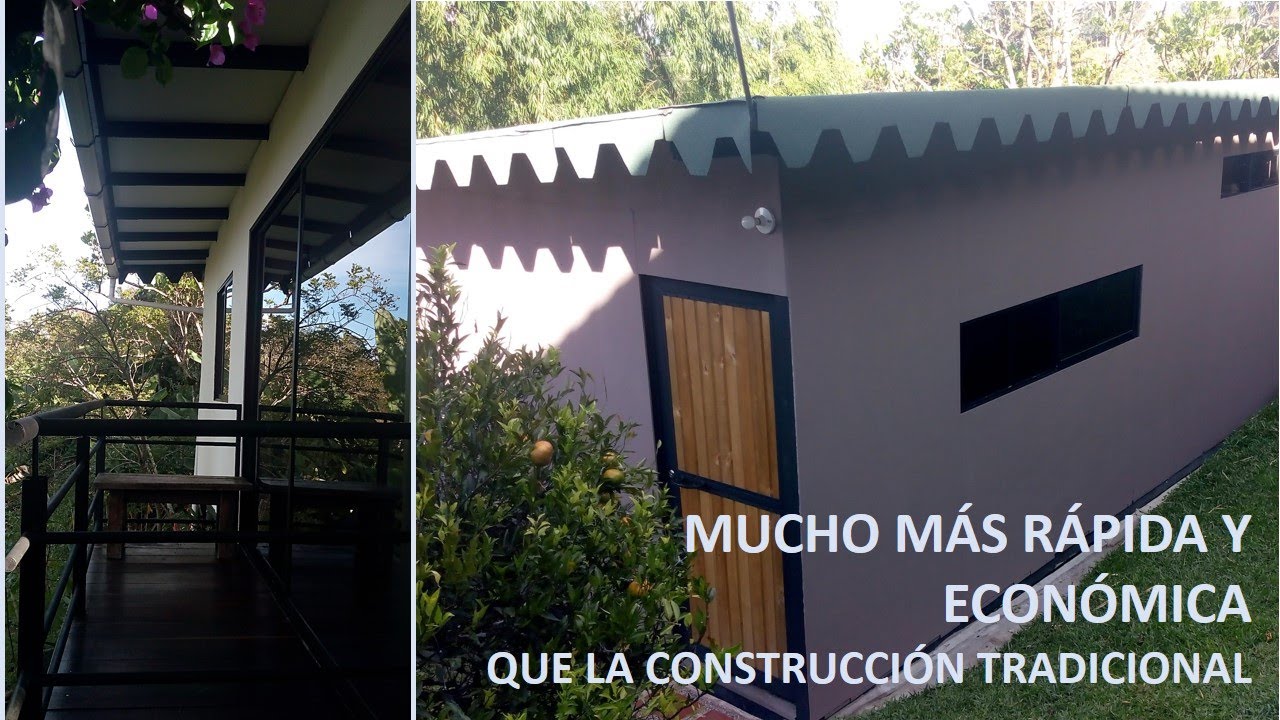 Construcción de cabaña en estructura metálica y placas de fibrocemento.  Vivienda a bajo costo 