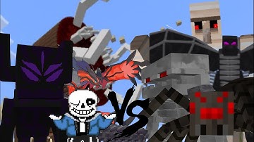 SANS vs IRON GOLEM TITAN, YVELTAL vs CURSED DRAGON and more! MCPE Mob Battles!