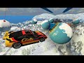 ОГРОМНЫЕ НОВОГОДНИЕ ШАРЫ ПРОТИВ МАШИН! Прыжки с трамплина в игре Beamng drive. Гоша и Чич.