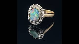 Vintage Opal doublet and diamond ring in 18ct gold