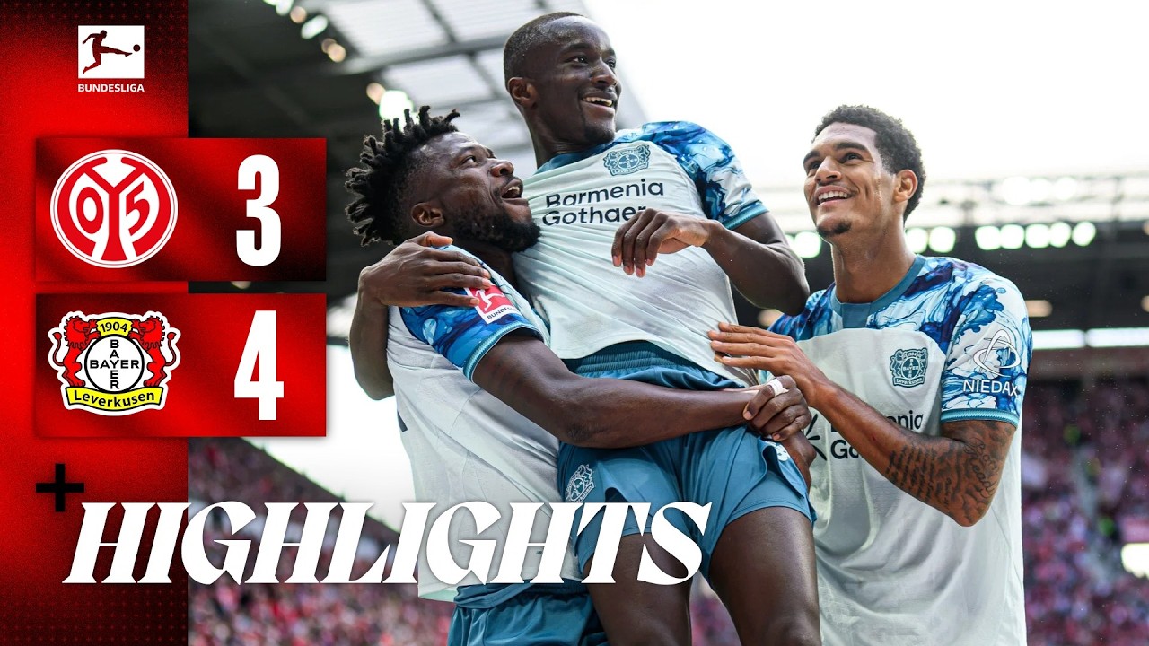 Leverkusen beats Mainz 4-3 | Stunning volley by Rob Andrich + goals of Diaby, Schick and Quansah