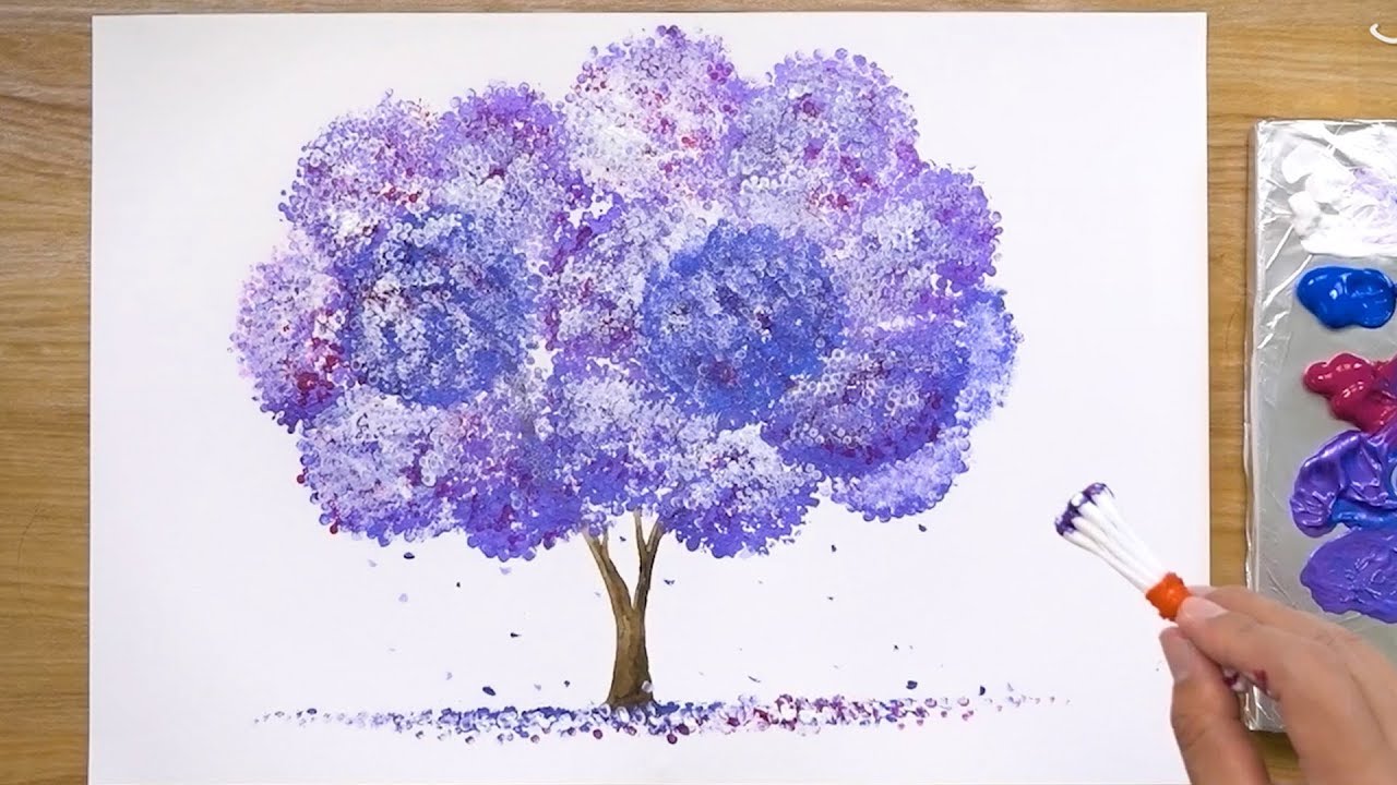 How to Paint a Violet Tree in Acrylic - JayLee - YouTube