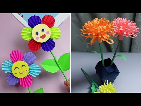 4 Easy Paper Flower Crafts | Beautiful Flower Making Tutorial | DIY Paper Crafts | Home Decor Ideas
