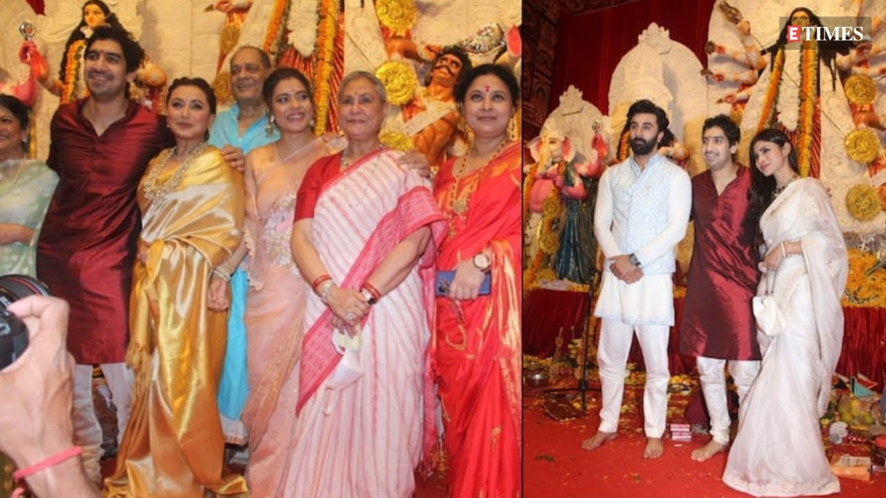 Download Jaya Bachchan, Rani Mukerji, Kajol, Ranbir Kapoor celebrate Durga Puja in Mumbai | FULL VIDEO