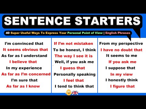 SENTENCE STARTERS - 40 Super Useful Ways To Express Your Personal Point of View | English Phrases