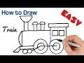 How to draw a train steam locomotive easy for beginners