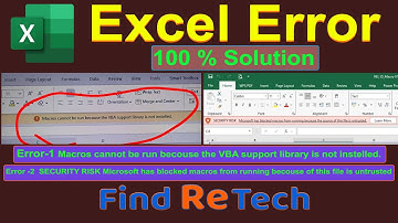 Excel Error Fix | VBA Support Library Not Installed & Macro Blocked Error Solution | #findretech