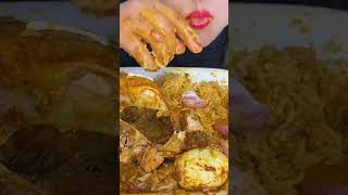 ASMR EATING SPICY WHOLE CHICKEN CURRY,EGG CURRY,BASMATHI RICE,GREEN CHILLI *FOOD VIDEOS* #shorts