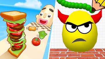 Satisfying Mobile Games Max Levels ... Smash To Draw, Sandwich Run, Sandwich Runner, Juice Run, Ball
