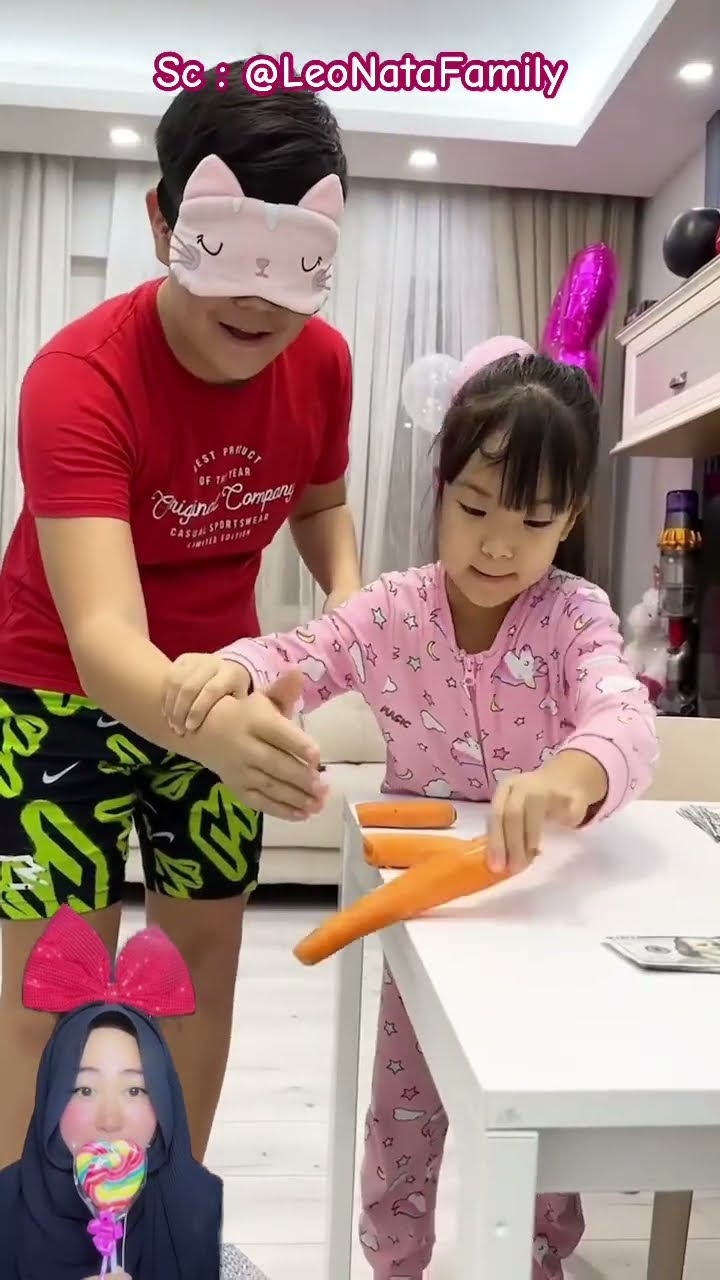 CHALENGE PATAHIN WORTEL ? SI KAKAK GAK BISA ⁉️? @LeoNataFamily #shorts #funny #dubbing
