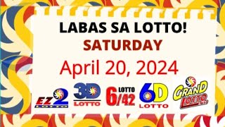 Labas sa Lotto Saturday ( April 20, 2024 ) EZ2 | 2D | 3D | 6D | 6/42 | 6/55 | LOTTO | PCSO 