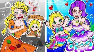 Paper Dolls Rich Ariel Rapunzel Become Poor Elsa Family Mother And Daughter Rapunzel Family