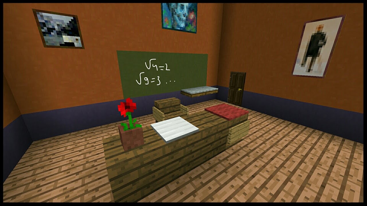 👉Minecraft Pocket Edition How to build a Teacher's Desk YouTube