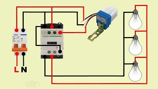 photocell sensor connection with magnetic contactor