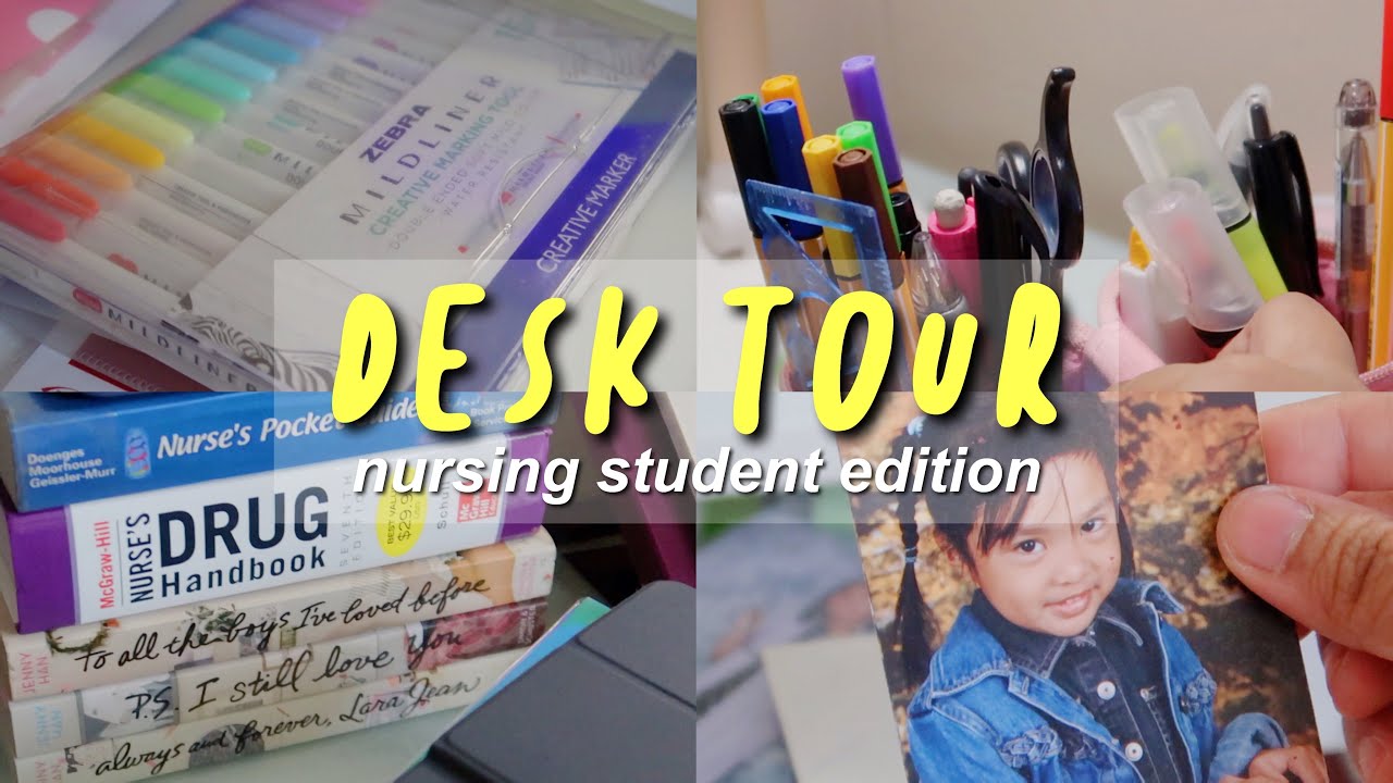️WHAT'S ON MY DESK 2020 📚 Nursing Student Edition Hey It's Ely
