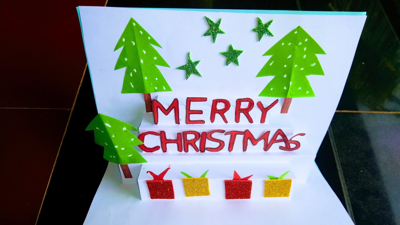 Christmas Pop up Card DIY/ How to make easy 3D Christmas Greeting Card