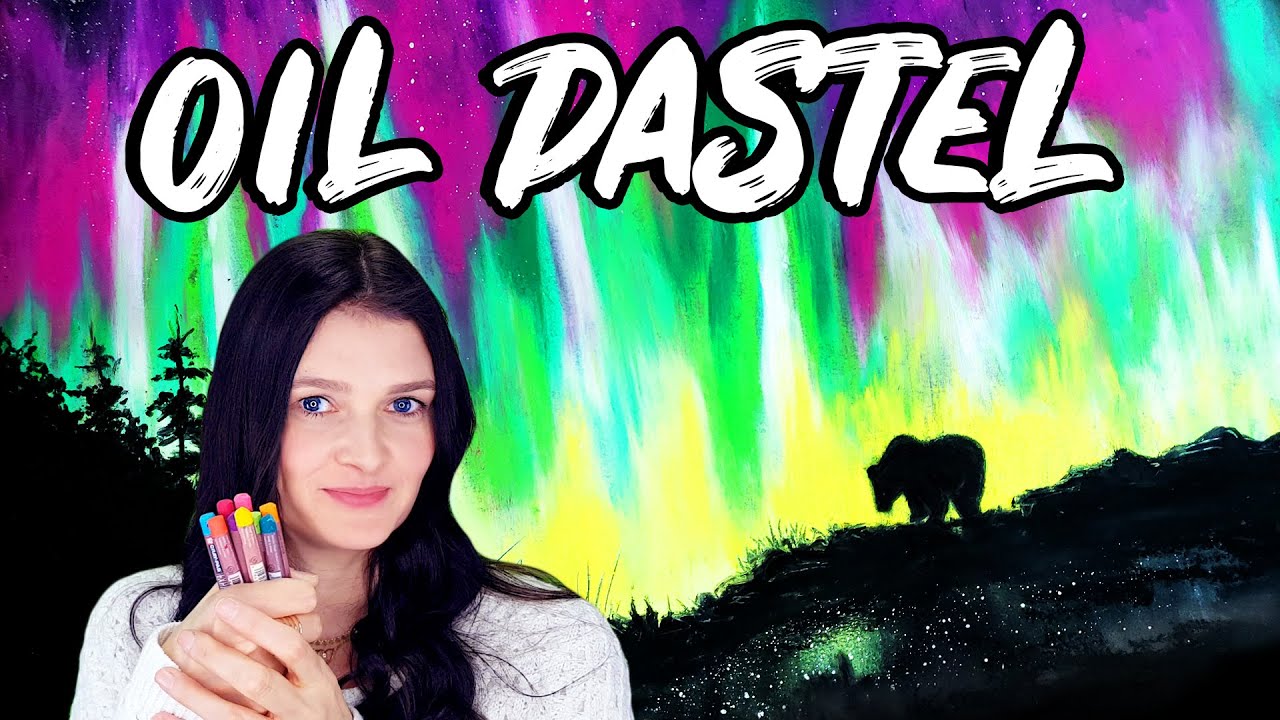 Oil Pastel Tutorial on Black Paper for Beginners 🖍 Northern Lights