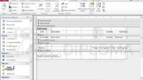In the footer of the R_Orders report insert a new text box which will calculate the total of the...