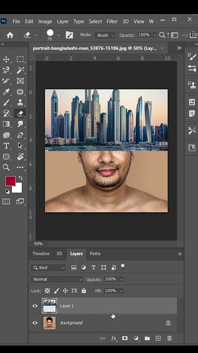 👉Use of Layer mask in Photoshop for blending Images.