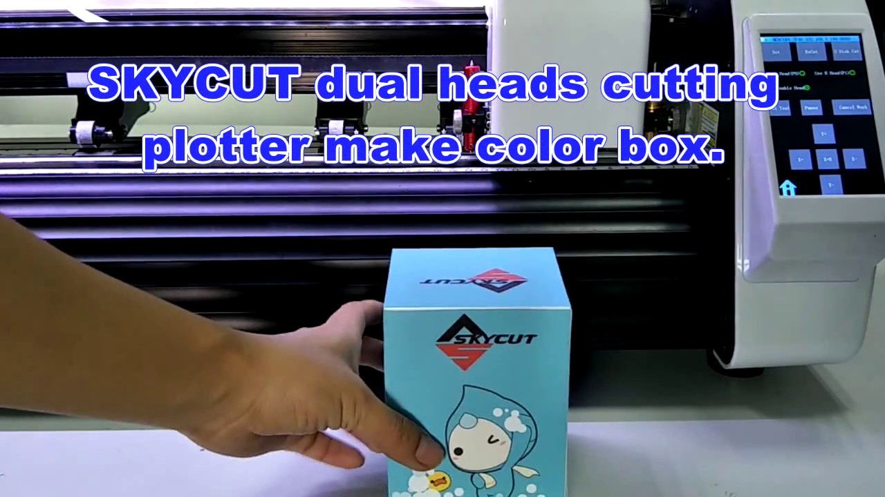 SKYCUT dual heads cutting plotter make color box - YouTube
