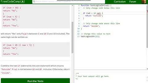 Basic JavaScript Comparisons with the Logical Or Operator free code camp   Dani
