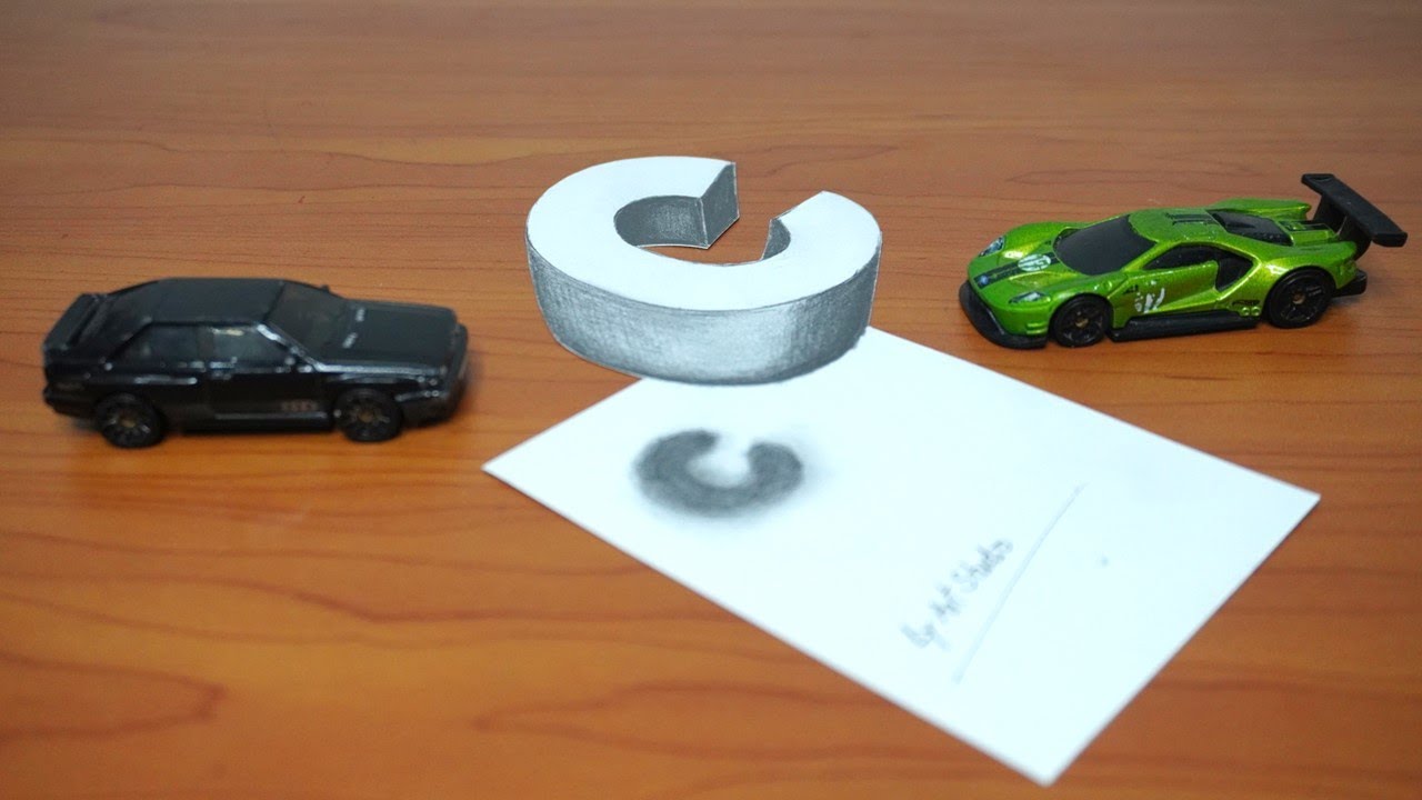 3D Trick Art On Paper | Floating Letter C On Paper