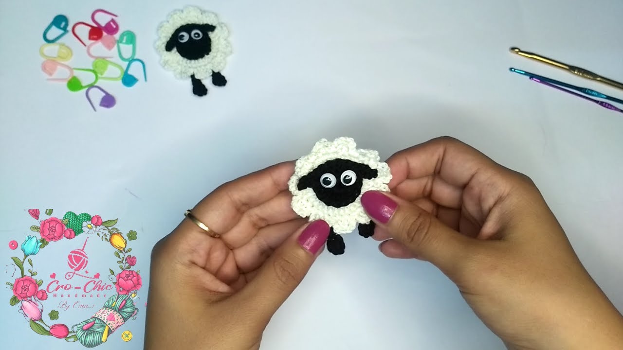 كروشية خروف العيد crochet sheep applique  - كروشيك cro-chic