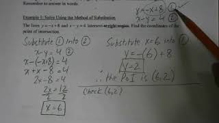 Grade 10 Academic Math - Solving a Linear System Using Substitution