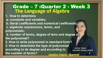 The Language of Algebra - Grade 7: Quarter 2 - Week 3