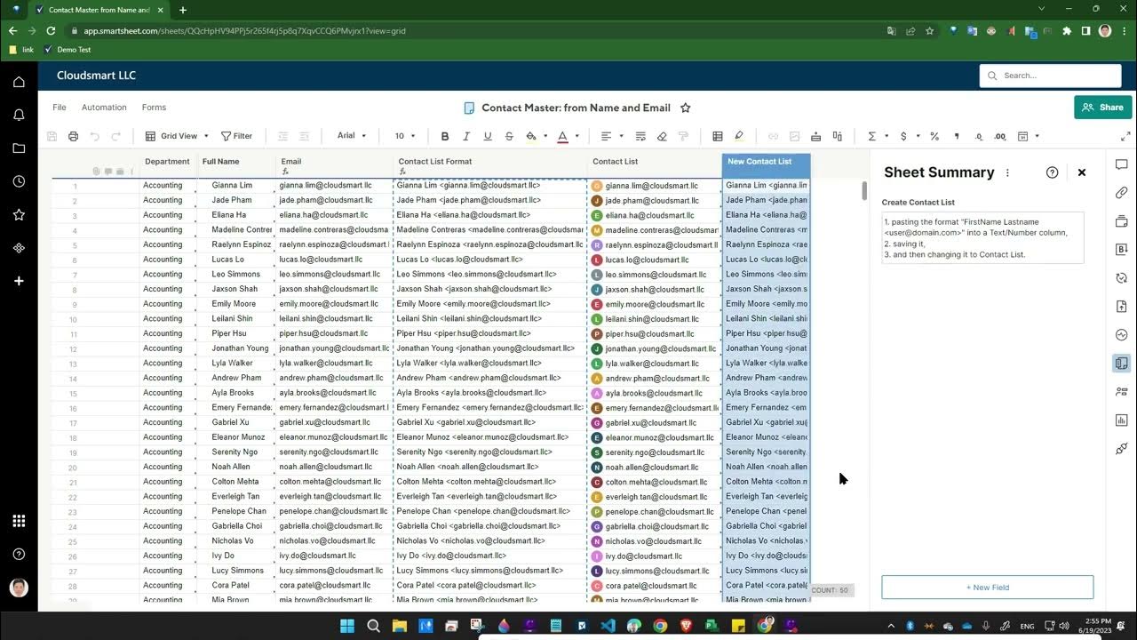 Create contact list from name and email youtube