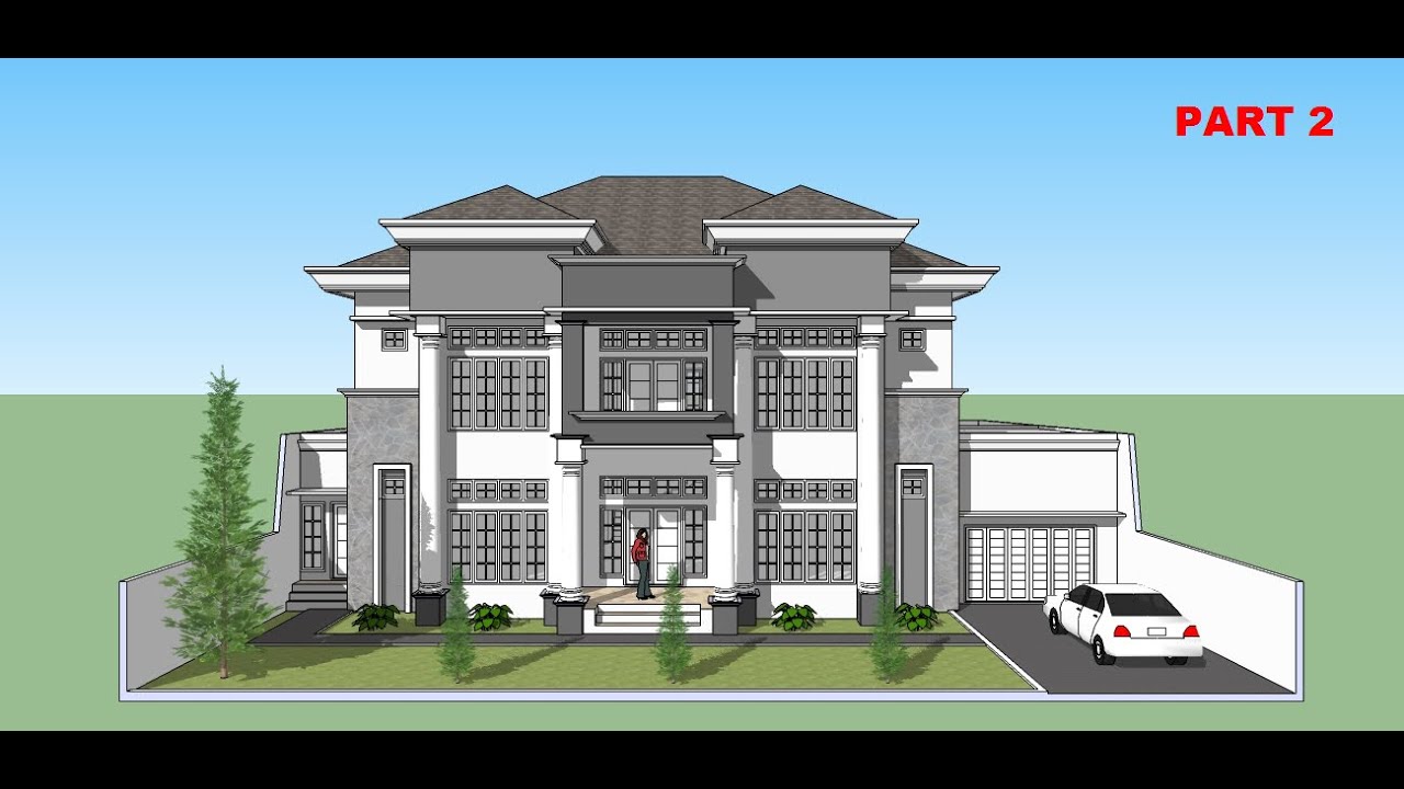 Sketchup tutorial house  building  design  PART 2 YouTube