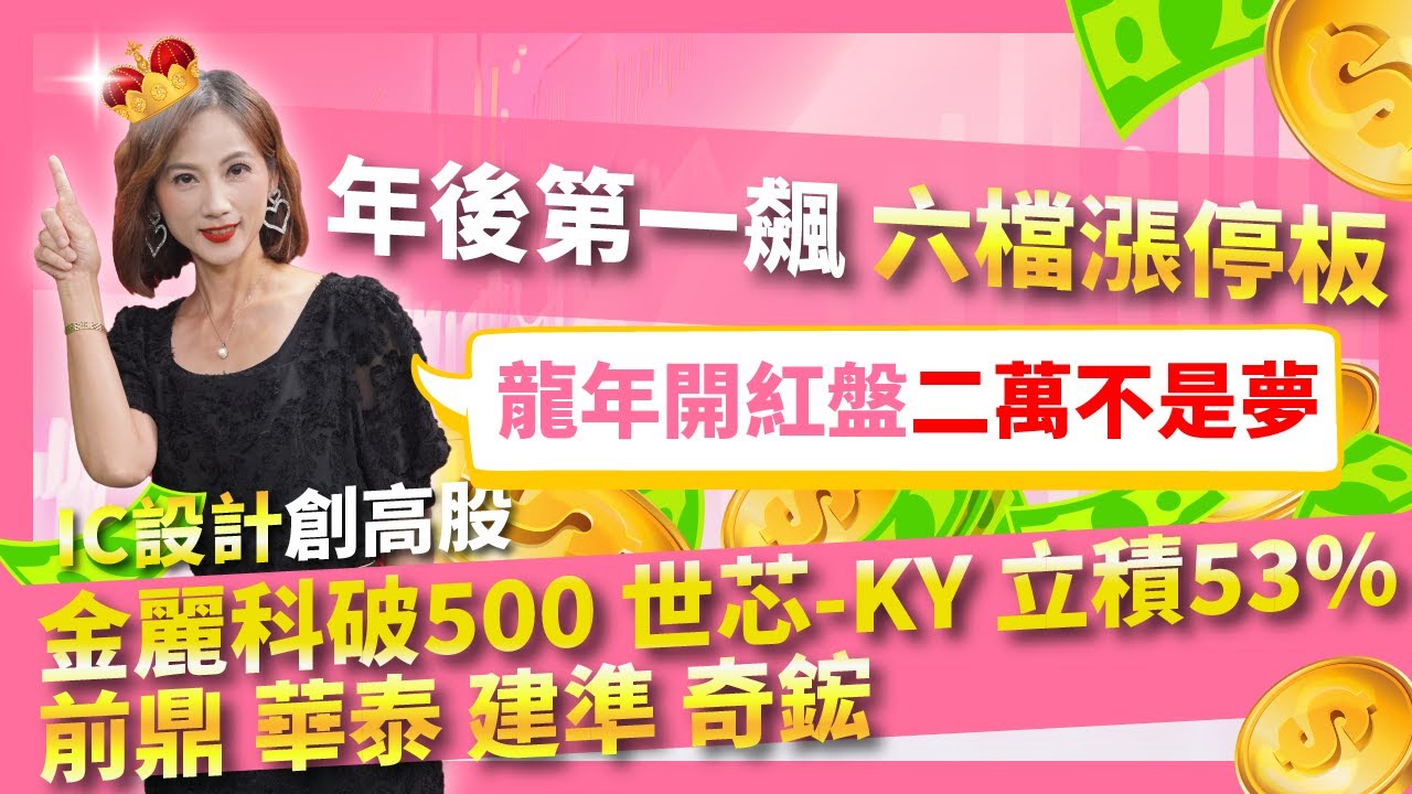 年後第一飆六檔漲停板 龍年開紅盤二萬不是夢 金麗科 立積 前鼎 華泰 建準 【美麗教主蘇麗芬】20240215