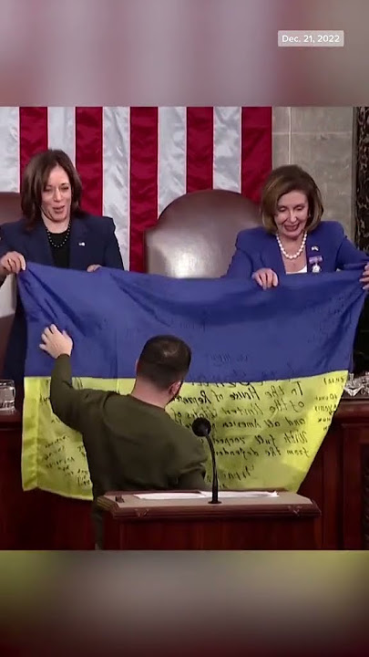 #Zelenskyy Presents #Ukrainian Flag To Congress
