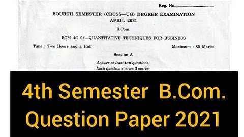 QUANTITATIVE TECHNIQUES FOR BUSINESS            |           4th Sem  B.Com.  (Q/P)  2021  #calicut