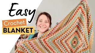 BEGINNER Crochet Tutorial: Giant Granny Square Blanket