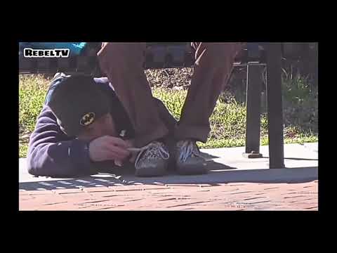 Prank Tying People Shoes