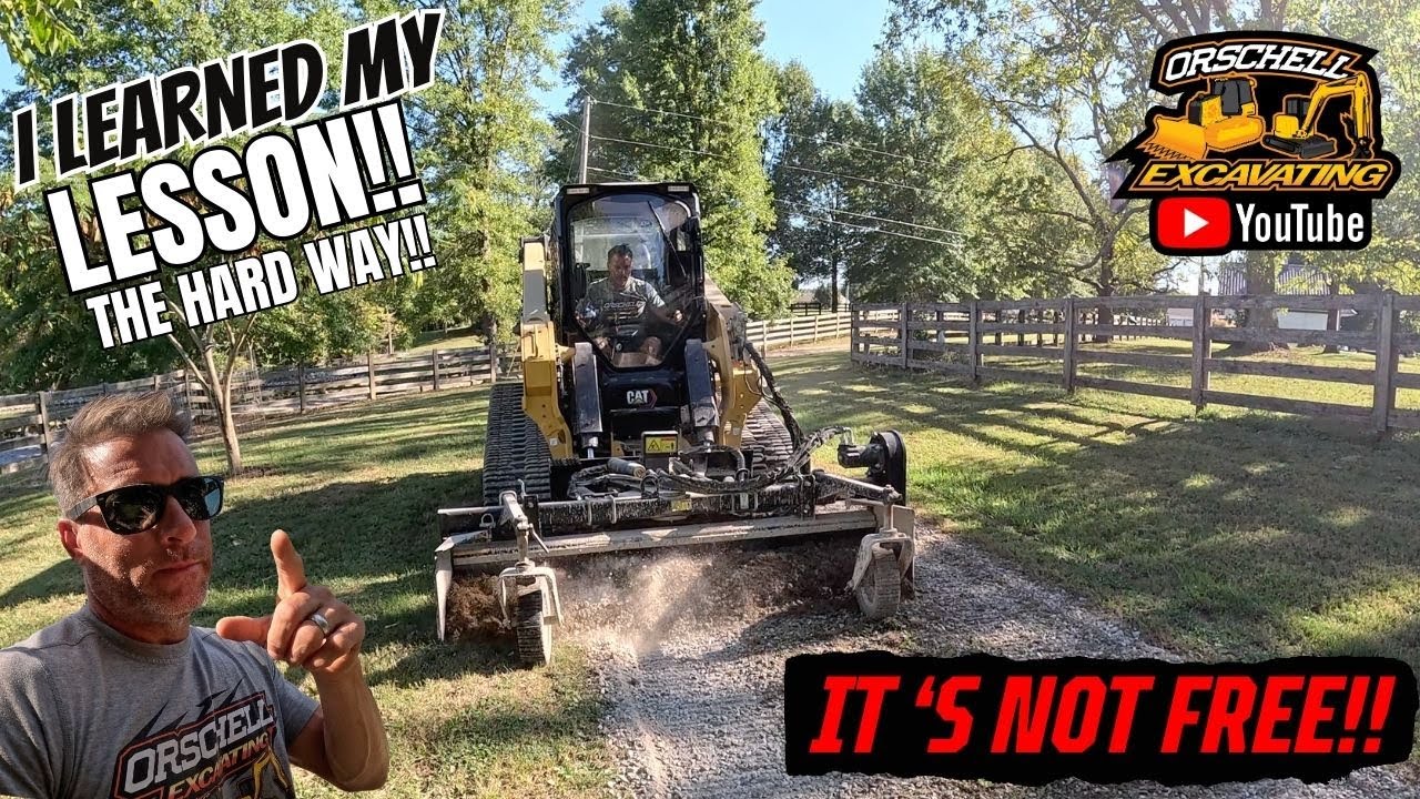 Для ремонта подъездной дороги длиной 850 футов потребовалось 140 тонн щебня | Мини-погрузчик CAT ...