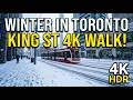 Downtown Toronto 4K Walk | King Street Frozen | Real Time Urban Journey