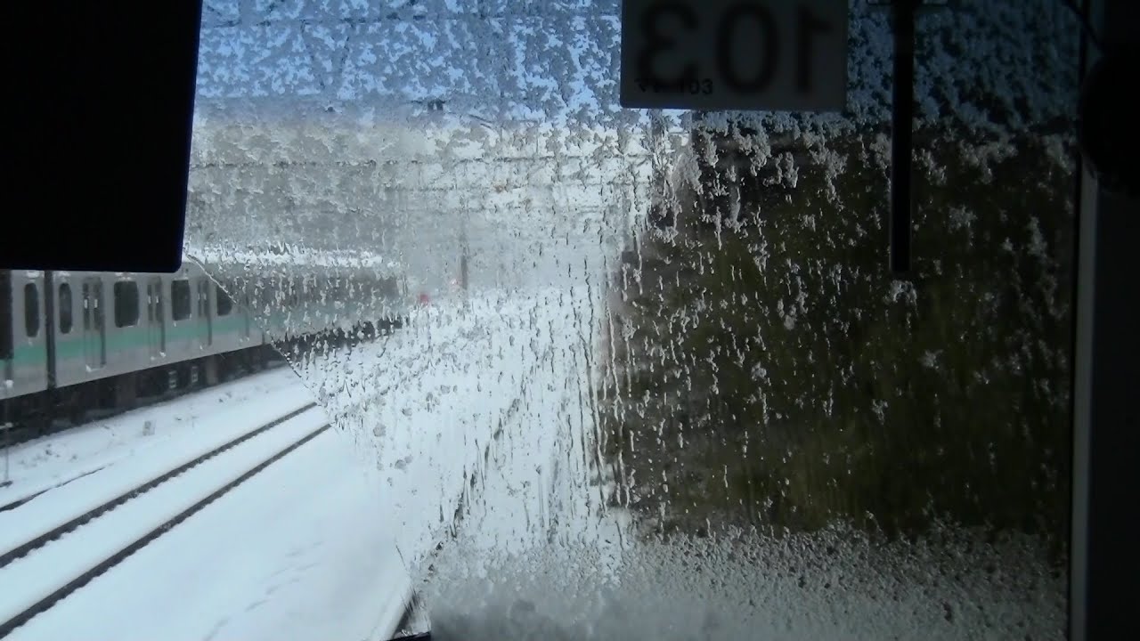 2013.1.14大雪の前面展望 常磐線天王台→我孫子 Joban Line Train Front view of snow