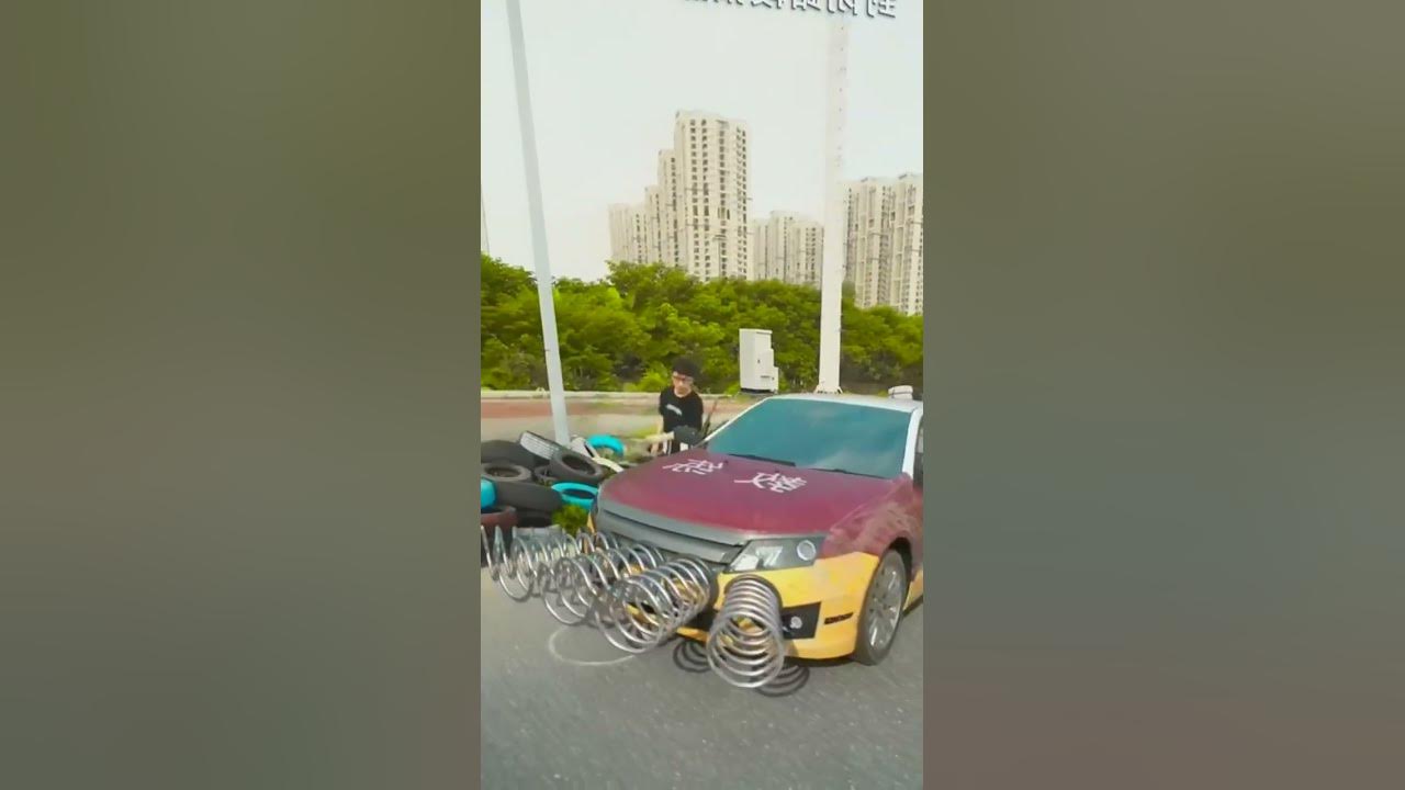 Anti-collision spring car test, how about this design? - YouTube