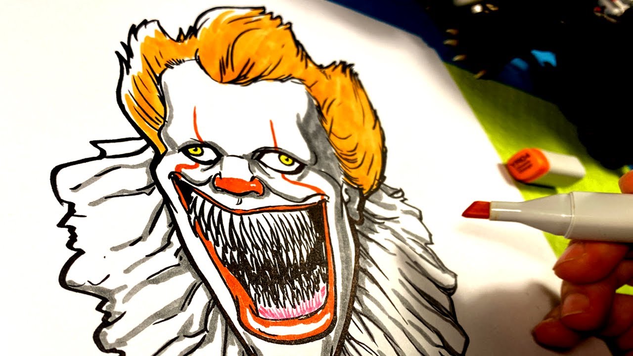 How to Draw PENNYWISE THE CLOWN (IT [1990] TV Mini-Series) Drawing Tutorial  - Draw it, Too!