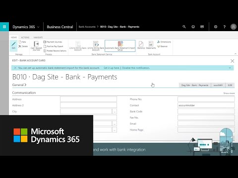 How to set up & work with bank integration in Dynamics 365 Business Central