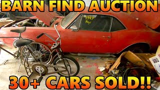 30  Barn Finds ALL SOLD At Auction in Iowa! | Dusty Barn Find Cars SOLD | Classic Car Auction Recap!