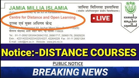 JAMIA DISTANCE COURSES| JAMIA B.ed Form 2019| MBA FROM JAMIA UNIVERSITY|JMI CDOL|JAMIA DISTANCE B.ED
