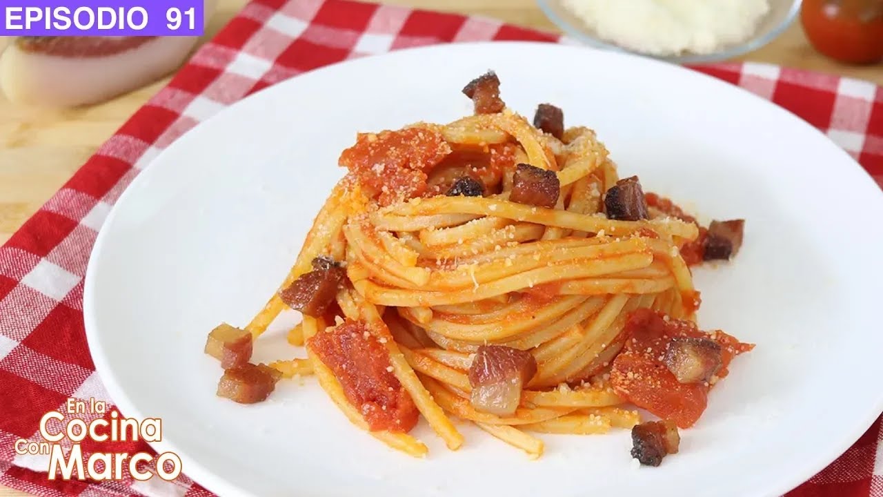 Pasta amatriciana receta italiana original - Spaghetti a la amatriciana -  YouTube