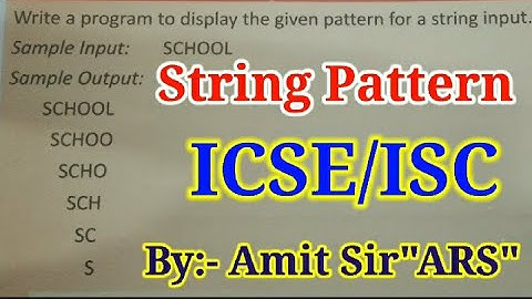 Java Program  Display The String Pattern |Using Substring () Method