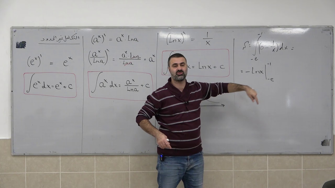 التكامل (الانتجرال) 1 - تكامل غير محدود للدوال الأسية والدالة 1 على x