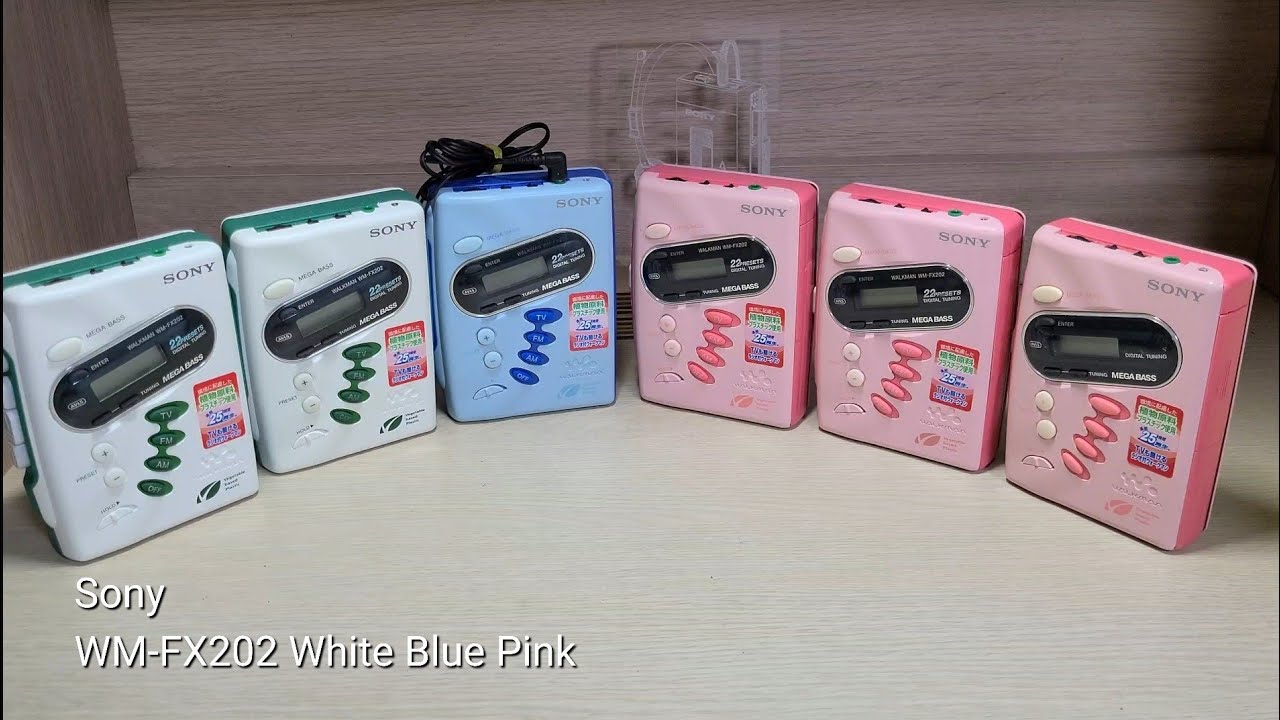 Sony WM-FX202 White Blue Pink Cassette Player Walkman - YouTube