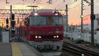 名鉄EL120重連　須ヶ口到着後の構内移動（電笛付き）